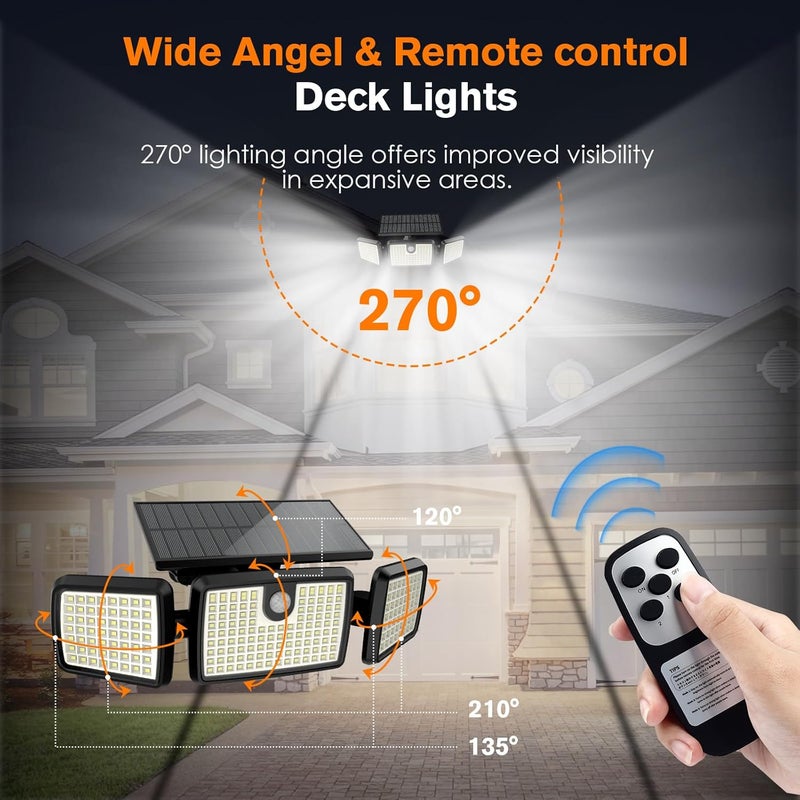 MIHANI Solar Lights Outdoor, Quick Charge Solar Motion Deck Lights Outdoor for Deck with High Brightness, Larger Built-in Tempered Glass Panel, Sensitive PIR Motion Inductor (Remote,4 Pack) - Image 5